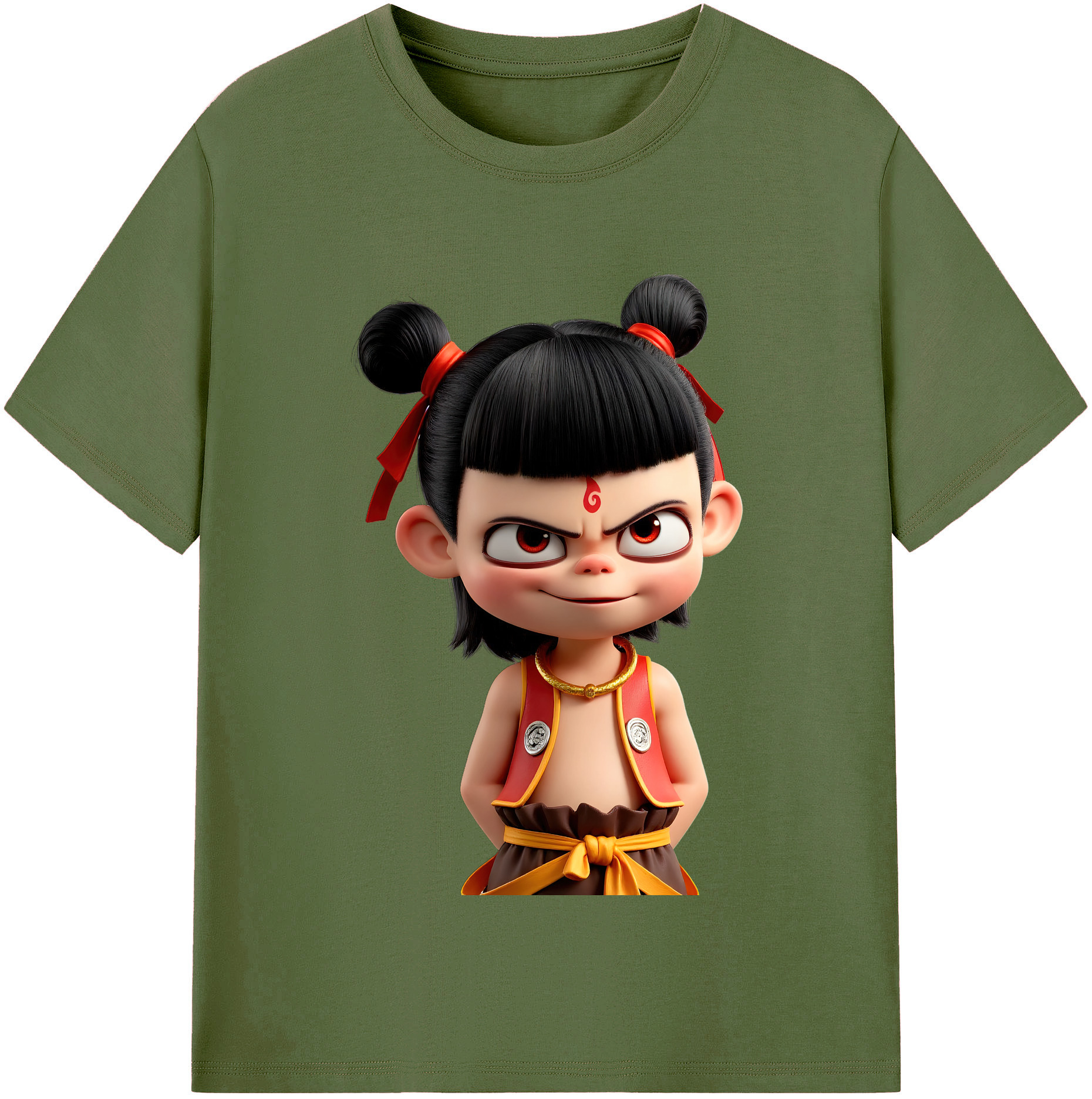 （画像用） Ne Zha 2 ナタ 魔童の大暴れ 綿100％半袖Tシャツ（フロントプリント）